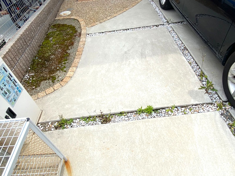 大阪府堺市T様邸 自宅周辺と駐車場の人工芝施工