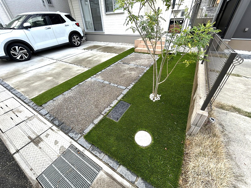 長岡京市Ｉ様 玄関周りとお庭の人工芝