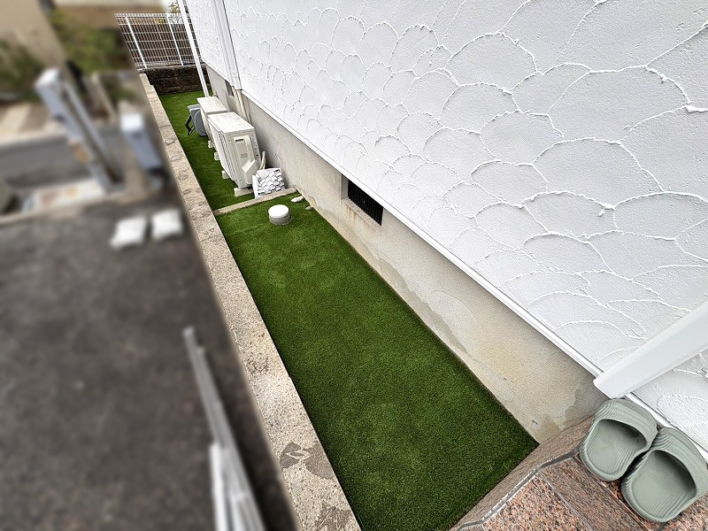 神戸市Ｋ様 お庭と犬走りの人工芝